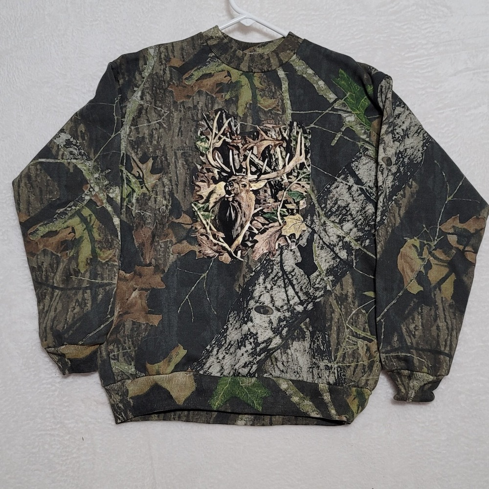 Mossy Oak Kids Camo Sweat Shirt Size L Large Long Sleeve Elk Casual Sportex